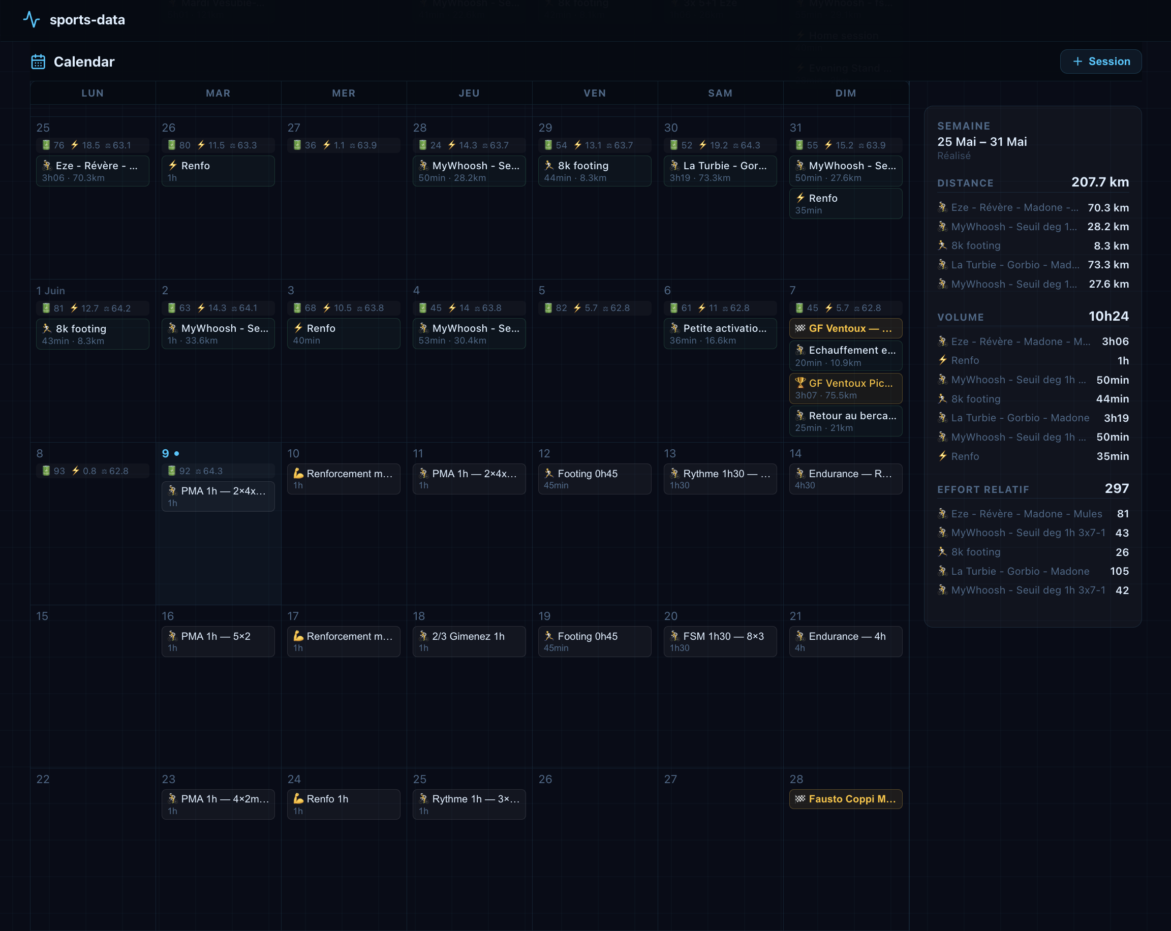Calendar tab